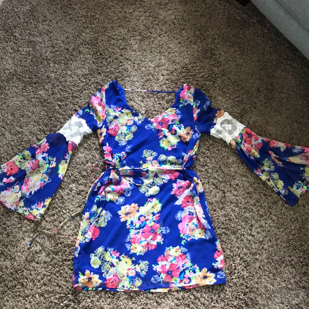 Blue floral bohemian dress